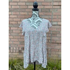 EUC Chic Soul V-Neck Floral Tunic Length Top Size 1X 14-16